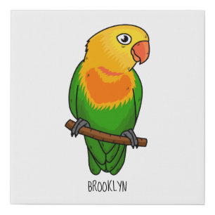 Cute lovebird cartoon parrot faux canvas print