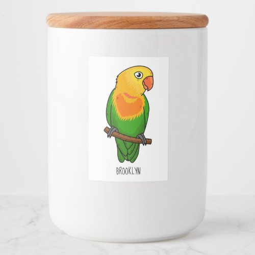 Cute lovebird cartoon parrot food label