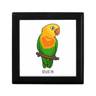 Cute lovebird cartoon parrot gift box