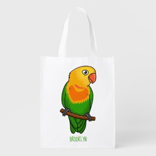 Cute lovebird cartoon parrot grocery bag