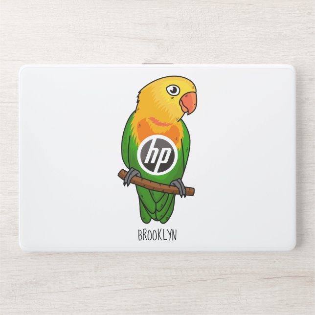 Cute lovebird cartoon parrot HP laptop skin (Front)