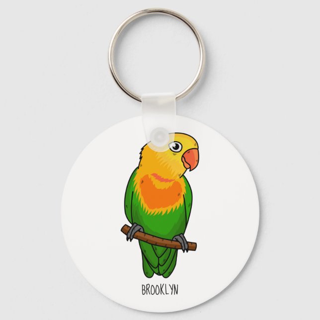 Cute lovebird cartoon parrot keychain (Front)