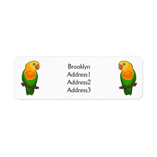 Cute lovebird cartoon parrot label