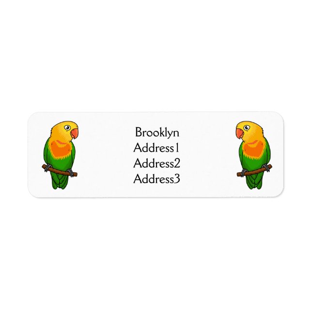 Cute lovebird cartoon parrot label (Front)