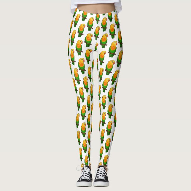 Cute lovebird cartoon parrot leggings (Front)