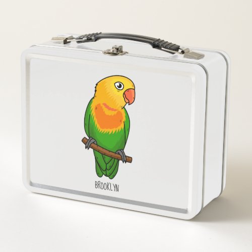 Cute lovebird cartoon parrot metal lunch box