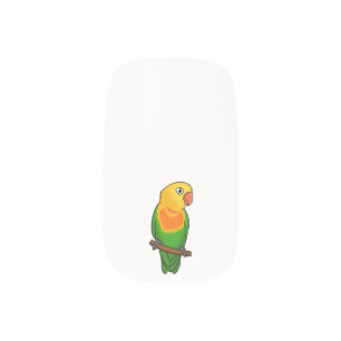 Cute lovebird cartoon parrot minx nail art