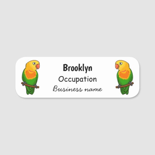 Cute lovebird cartoon parrot name tag