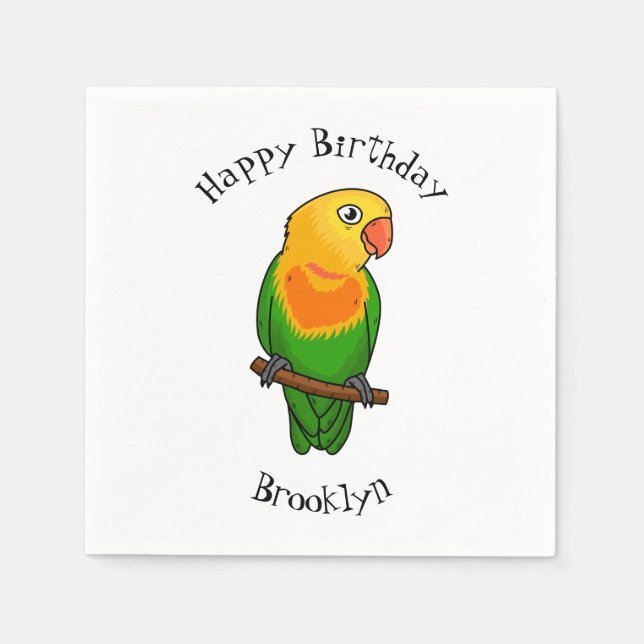 Cute lovebird cartoon parrot napkins (Front)