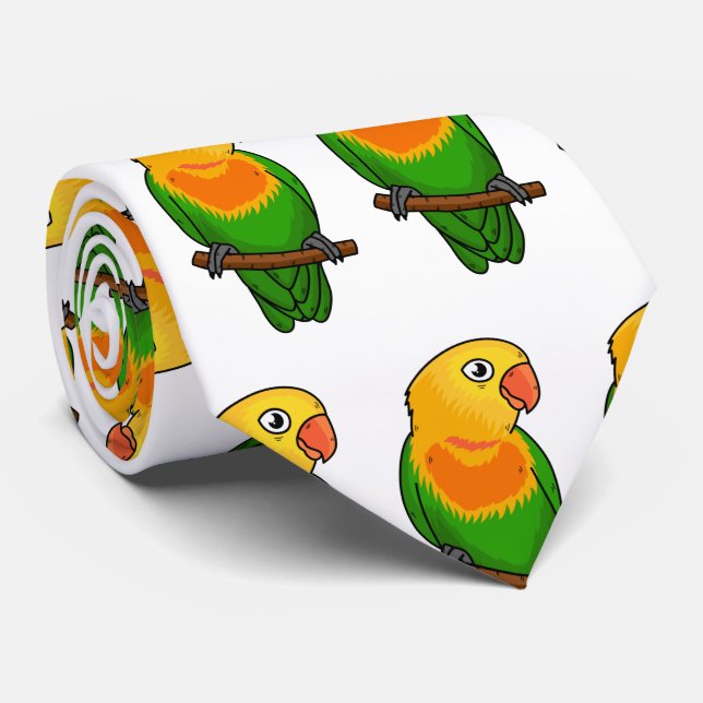 Cute lovebird cartoon parrot neck tie (Rolled)