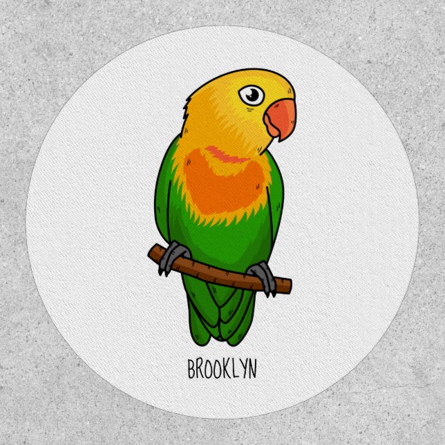 Cute lovebird cartoon parrot patch (Front)