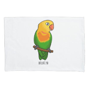 Cute lovebird cartoon parrot pillow case
