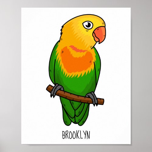 Cute lovebird cartoon parrot poster
