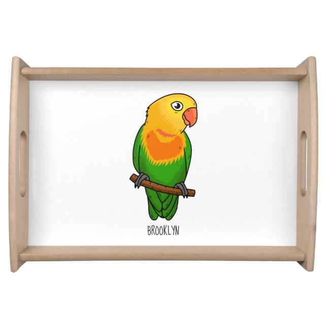 Cute lovebird cartoon parrot serving tray (Front)