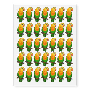 Cute lovebird cartoon parrot temporary tattoos