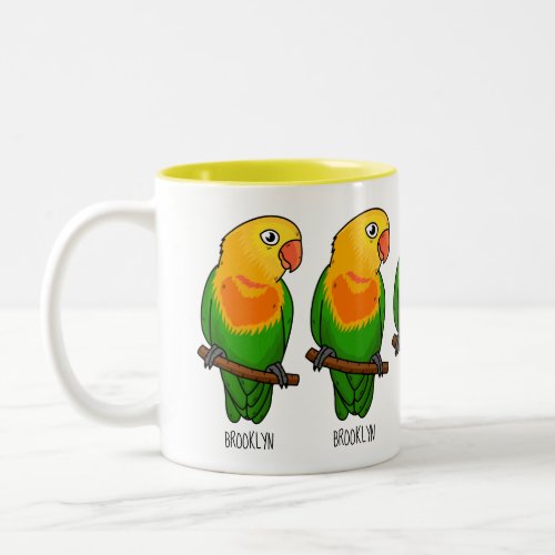 Cute lovebird cartoon parrot Two_Tone coffee mug