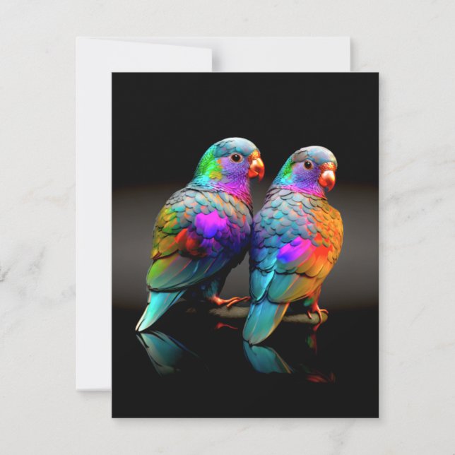 CUTE LOVEBIRD / COLORFUL LOVEBIRD NOTE CARD (Front)