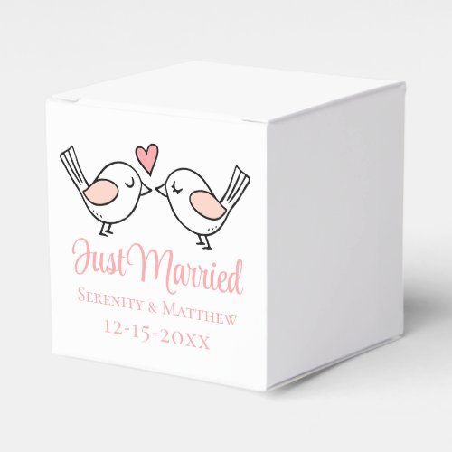 Cute Lovebird Pink Love Bird Just Married Wedding Favor Boxes