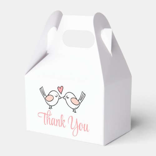 Cute Lovebird Pink Love Birds Thank You Wedding  Favor Boxes