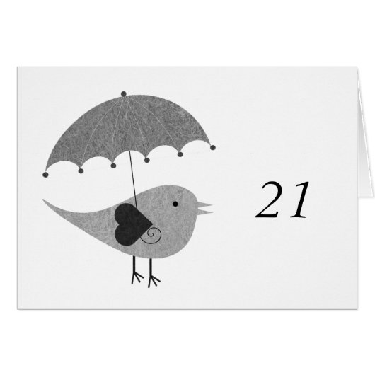 Cute Lovebird with Umbrella Cards (Front Horizontal)