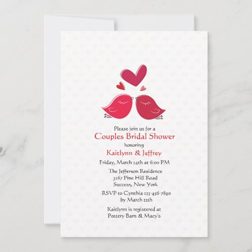 Cute Lovebirds Couples Shower Invitation