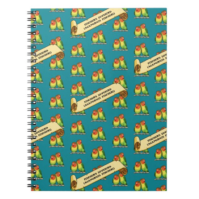 Cute Lovebirds Fischer's Lovebird Latin Retro Art Notebook (Front)
