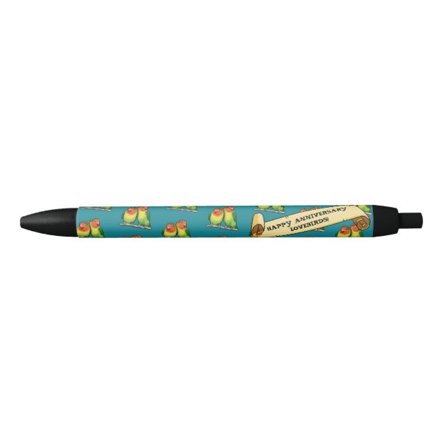 Cute Lovebirds Happy Anniversary Romantic Retro Pen (Front)
