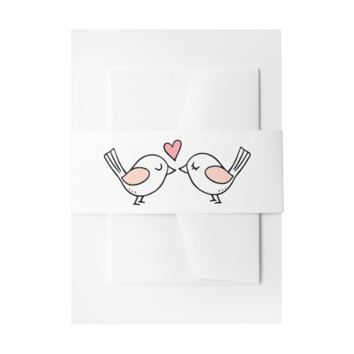 Cute Lovebirds Nature Pink White Lovebirds Wedding Invitation Belly Band