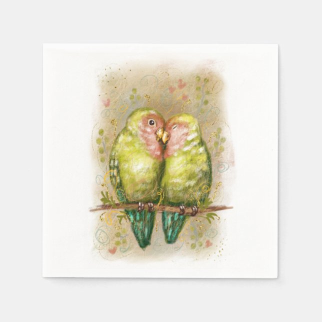 Cute lovebirds parrots. 21 napkins (Front)