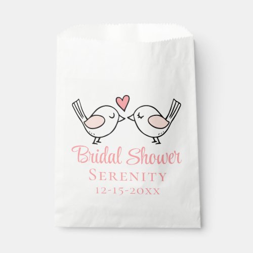 Cute Lovebirds Pink Love Birds Bridal Shower Favor Favor Bag