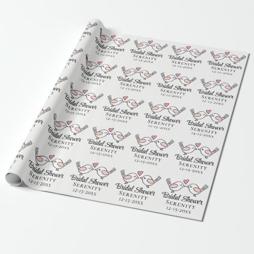 Cute Lovebirds Pink Love Birds Bridal Shower Favor Wrapping Paper