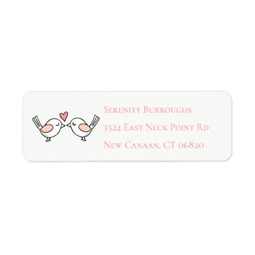 Cute Lovebirds Pink Love Wedding Birds Label