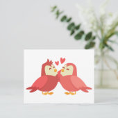 Cute Lovebirds Red Burgundy Wedding Love Bridal Postcard (Standing Front)