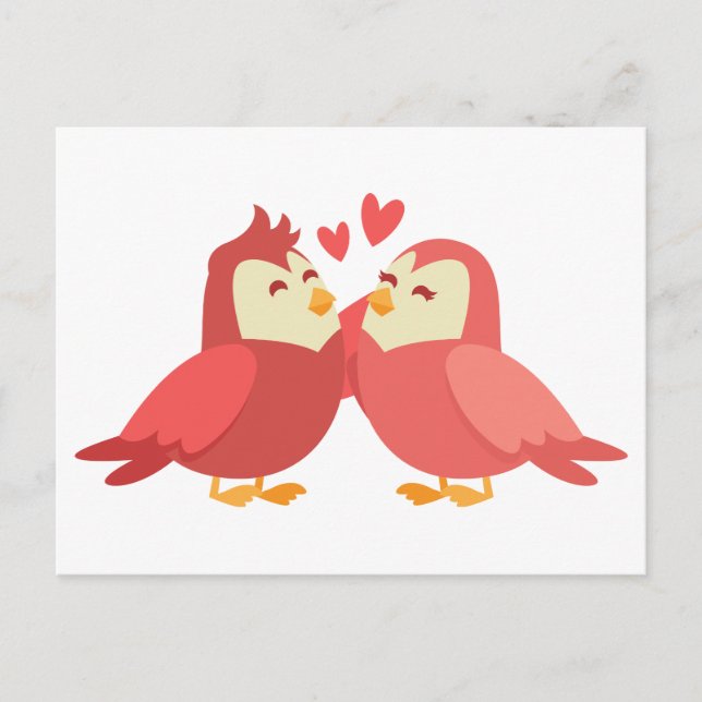 Cute Lovebirds Red Burgundy Wedding Love Bridal Postcard (Front)