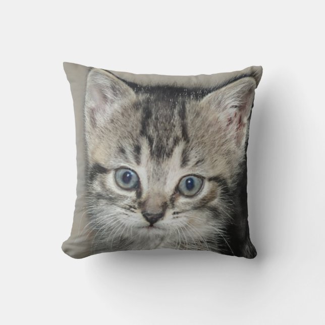 Cute Loved Kitten Cat Lover Throw Pillow (Front)