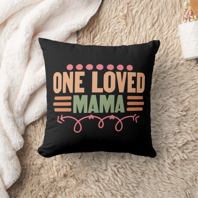 Cute loved Mama word art  Throw Pillow (Blanket)