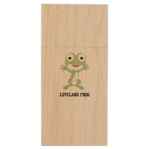 Cute Loveland Frog Wood Flash Drive