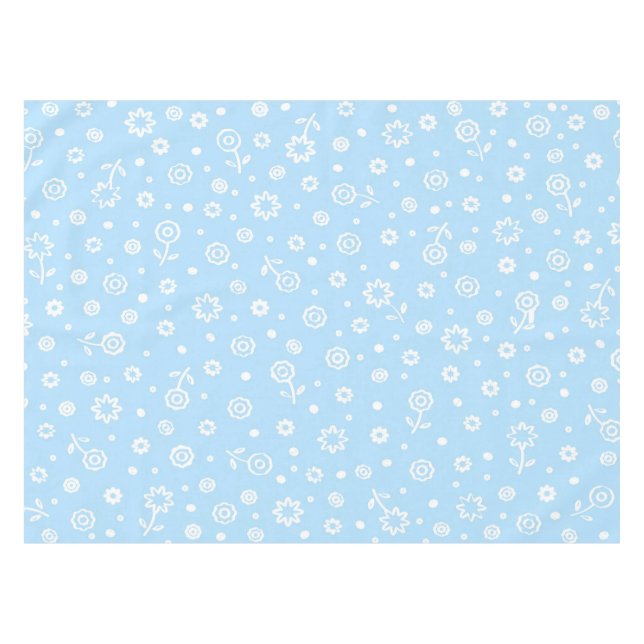 Cute Lovely Abstract White Floral Ditsy Pattern | Tablecloth (Front (Horizontal))
