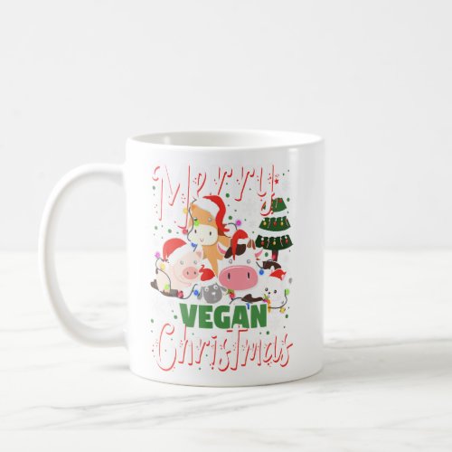 Cute  Lovely Animals Wishing You A Merry Vegan Ch Coffee Mug