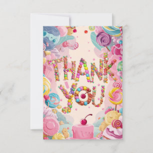 Cute Lovely Candyland thank you card