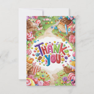 Cute Lovely Candyland thank you card