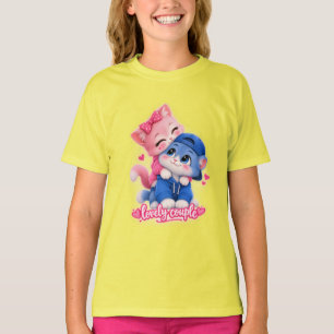 Cute Lovely Couple Cats Women's T-Shirt   Kawaii C