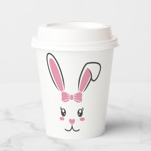 Cute Lovely Easter Bunny Ears Face Happy Easter  Paper Cups