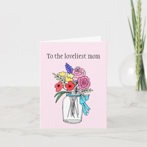 Cute Lovely Floral Mothers day Custom Message Card