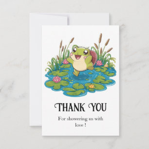 Cute Lovely Frog Baby Shower Thank You Card
