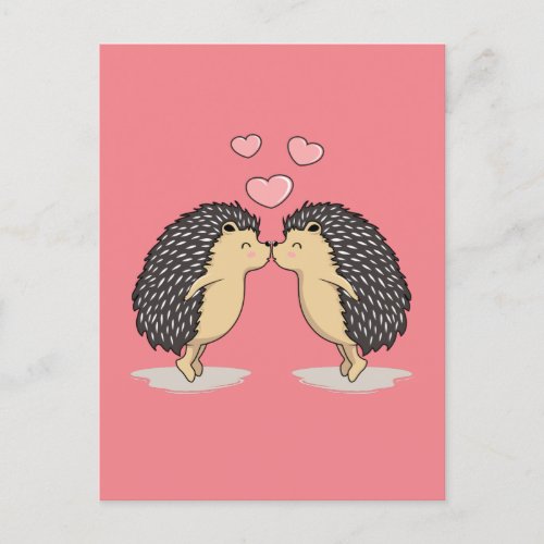 Cute Lovely Kissing Hedgehogs Funny Sweet  Postcard