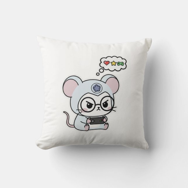 Cute lovely little adorable mouse throw pillow (Front)