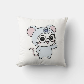Cute lovely little adorable mouse throw pillow