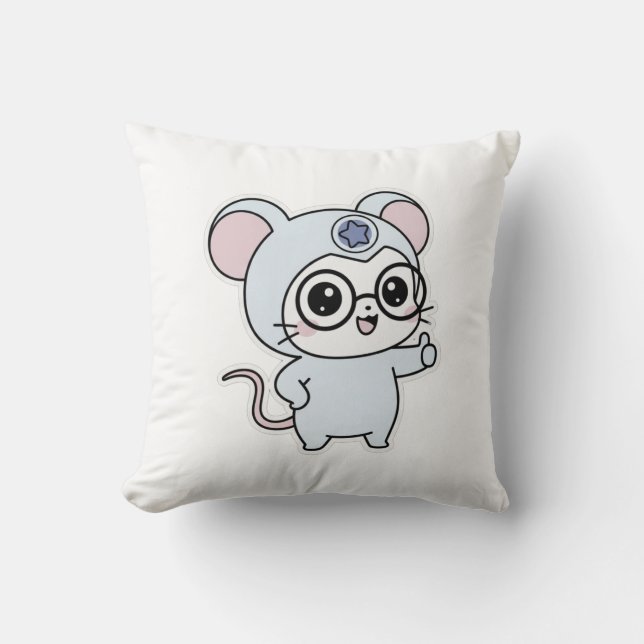 Cute lovely little adorable mouse throw pillow (Front)