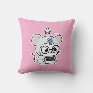 Cute lovely little adorable mouse throw pillow